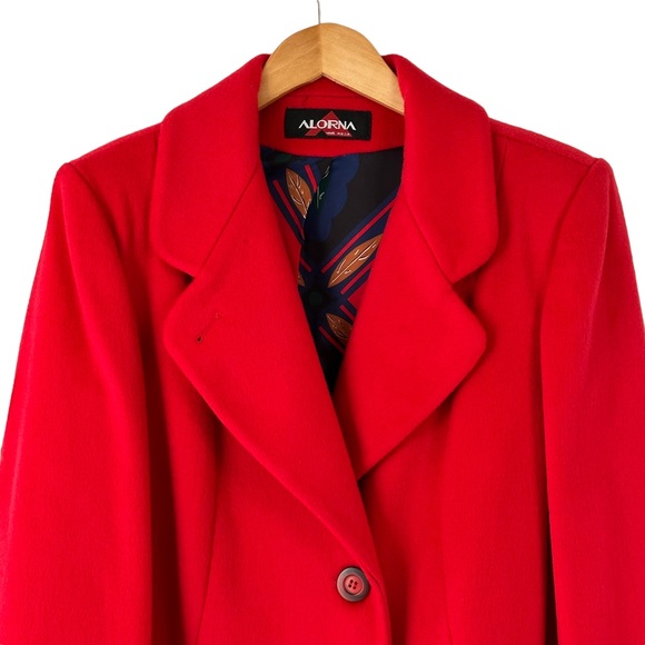 Stunning Alorna By Forstmann Vintage Red Long Wool Coat Overcoat Union Made USA - Picture 8 of 16